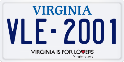 VA license plate VLE2001