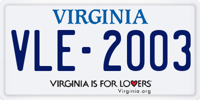 VA license plate VLE2003