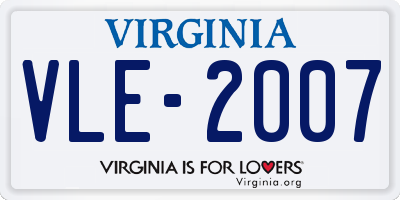 VA license plate VLE2007