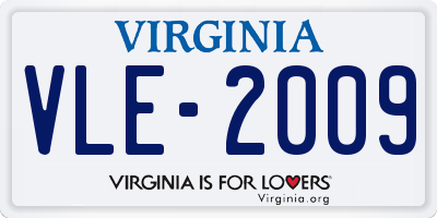 VA license plate VLE2009