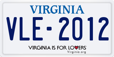 VA license plate VLE2012