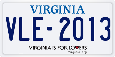 VA license plate VLE2013
