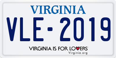 VA license plate VLE2019