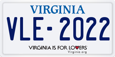 VA license plate VLE2022