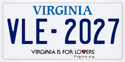 VA license plate VLE2027