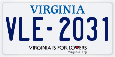 VA license plate VLE2031