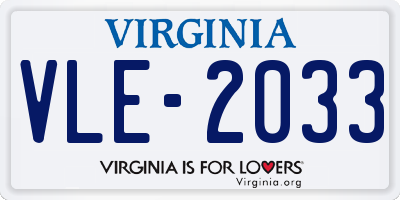 VA license plate VLE2033