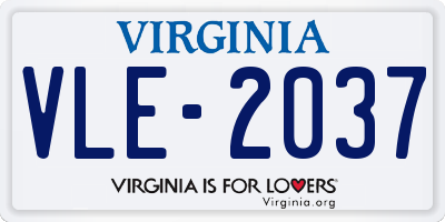 VA license plate VLE2037