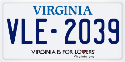 VA license plate VLE2039