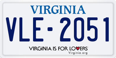 VA license plate VLE2051