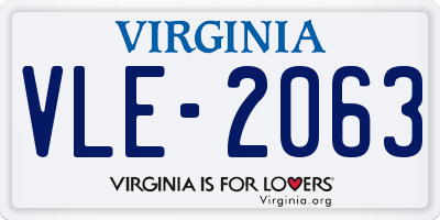 VA license plate VLE2063