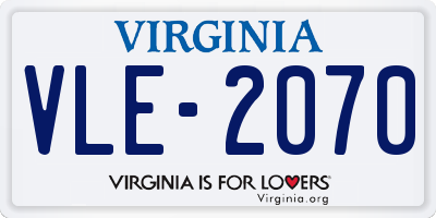 VA license plate VLE2070