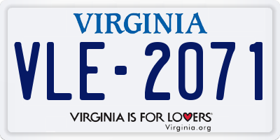 VA license plate VLE2071