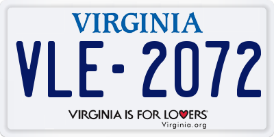 VA license plate VLE2072