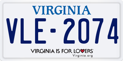 VA license plate VLE2074
