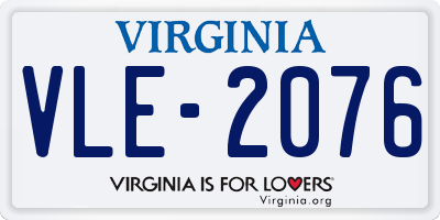 VA license plate VLE2076