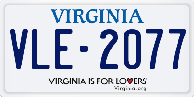 VA license plate VLE2077