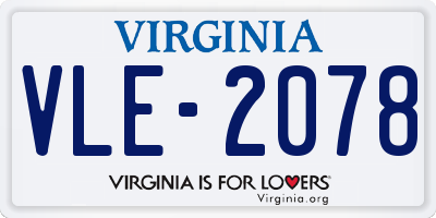 VA license plate VLE2078