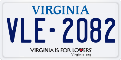 VA license plate VLE2082