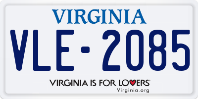 VA license plate VLE2085