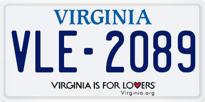 VA license plate VLE2089