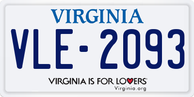 VA license plate VLE2093