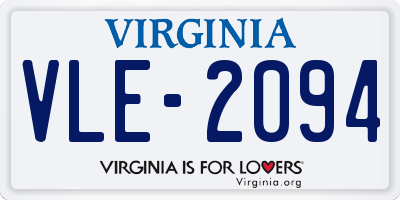 VA license plate VLE2094