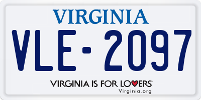 VA license plate VLE2097