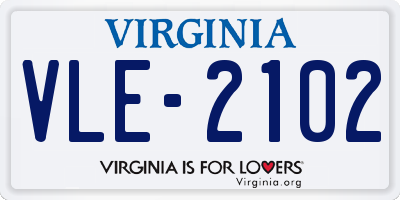 VA license plate VLE2102