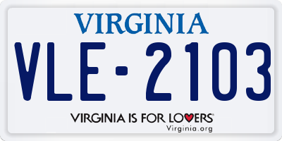 VA license plate VLE2103