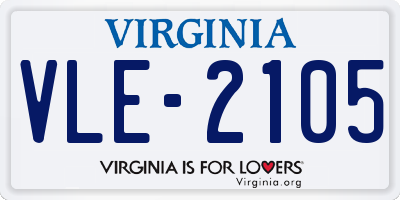 VA license plate VLE2105