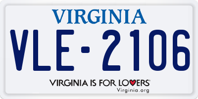 VA license plate VLE2106