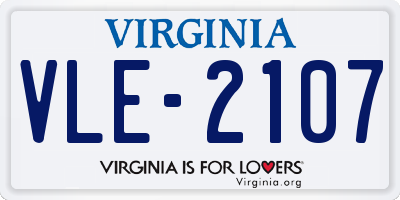 VA license plate VLE2107