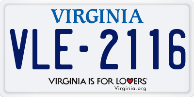 VA license plate VLE2116