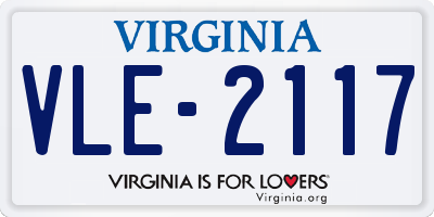 VA license plate VLE2117