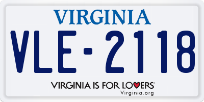 VA license plate VLE2118