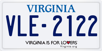 VA license plate VLE2122