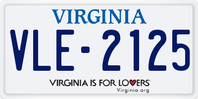 VA license plate VLE2125
