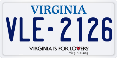 VA license plate VLE2126