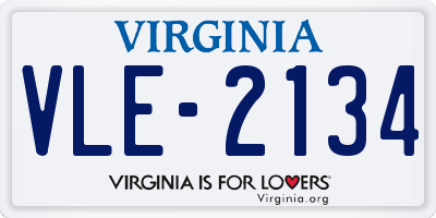 VA license plate VLE2134