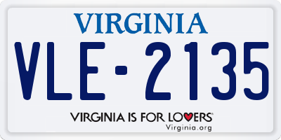 VA license plate VLE2135