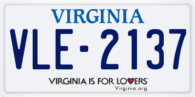 VA license plate VLE2137