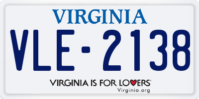 VA license plate VLE2138