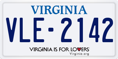 VA license plate VLE2142