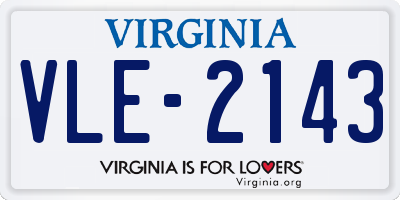 VA license plate VLE2143