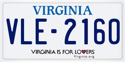 VA license plate VLE2160