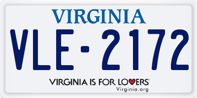 VA license plate VLE2172
