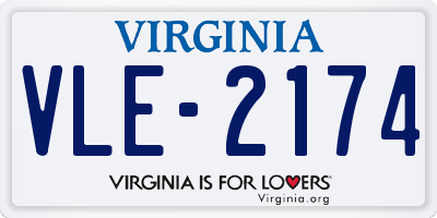 VA license plate VLE2174
