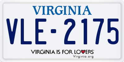 VA license plate VLE2175