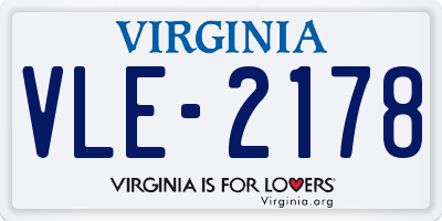VA license plate VLE2178